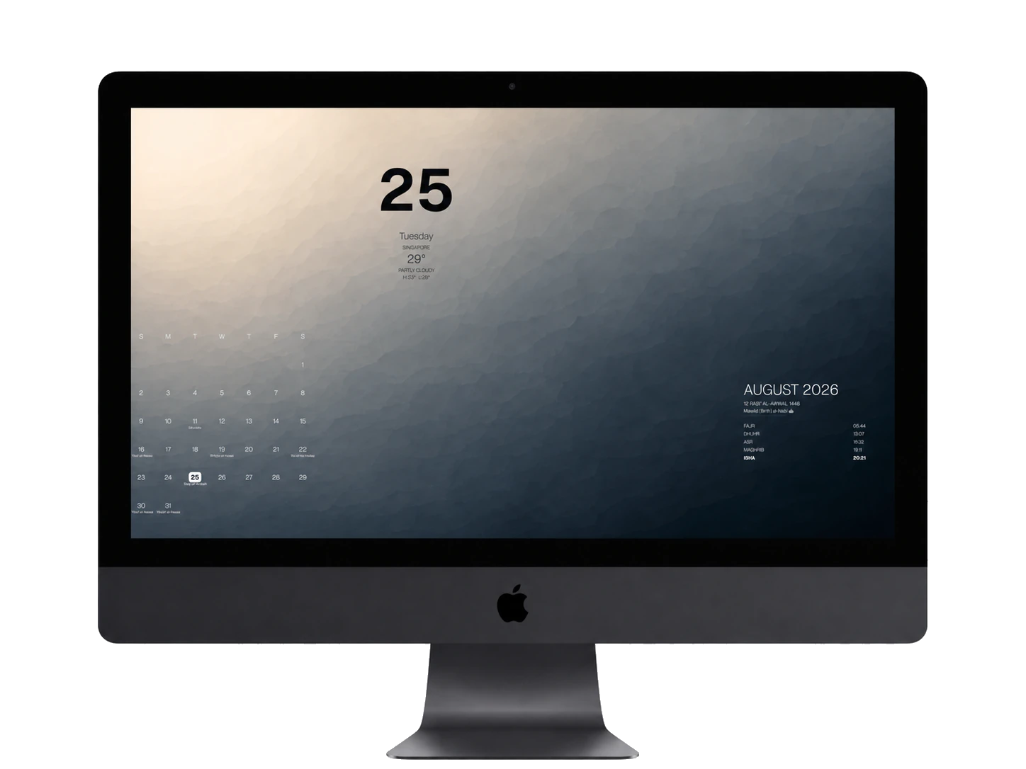 BackDrop displayed on an iMac as a calm, useful desktop wallpaper