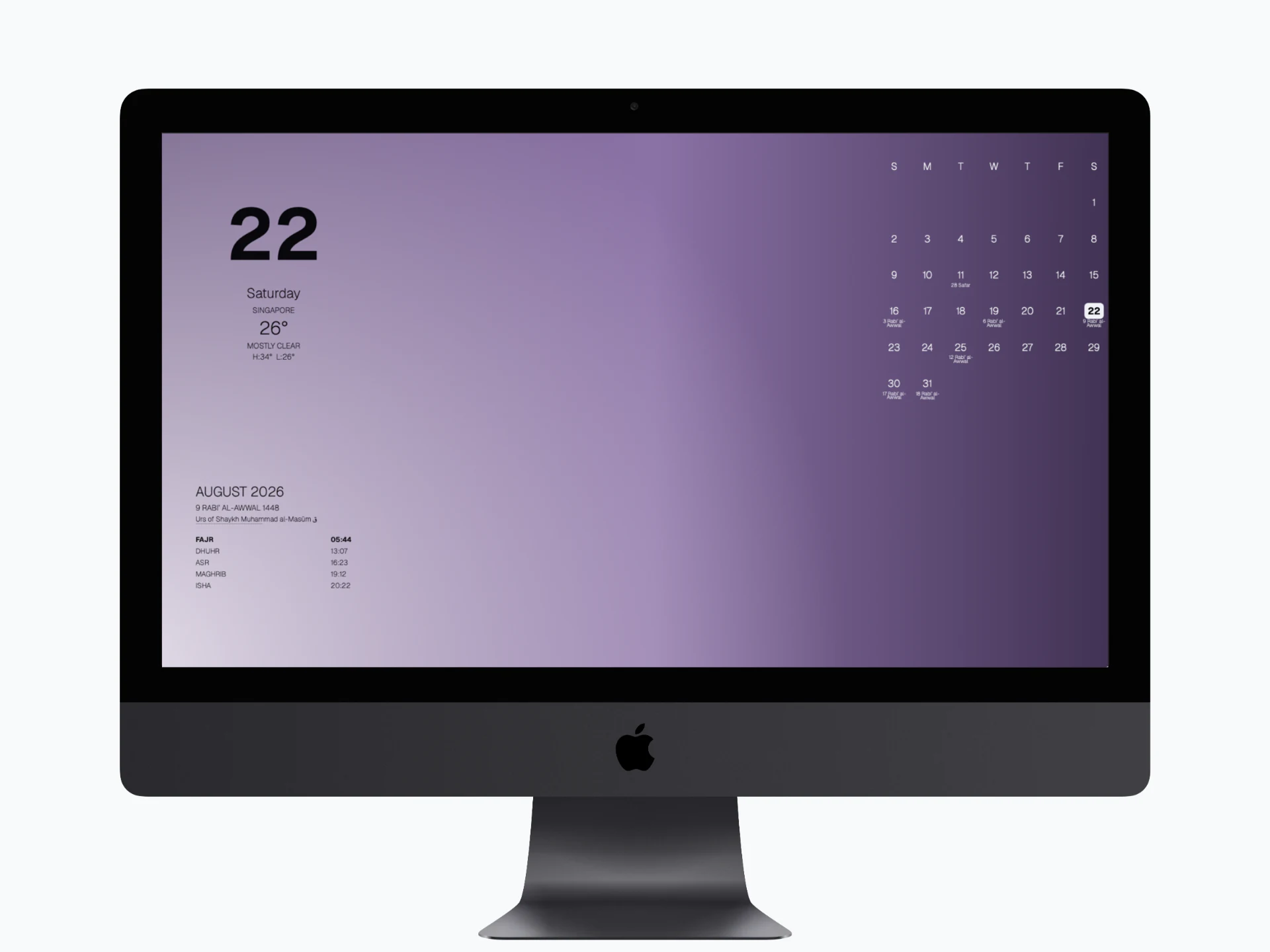 A BackDrop built-in design displayed on an iMac