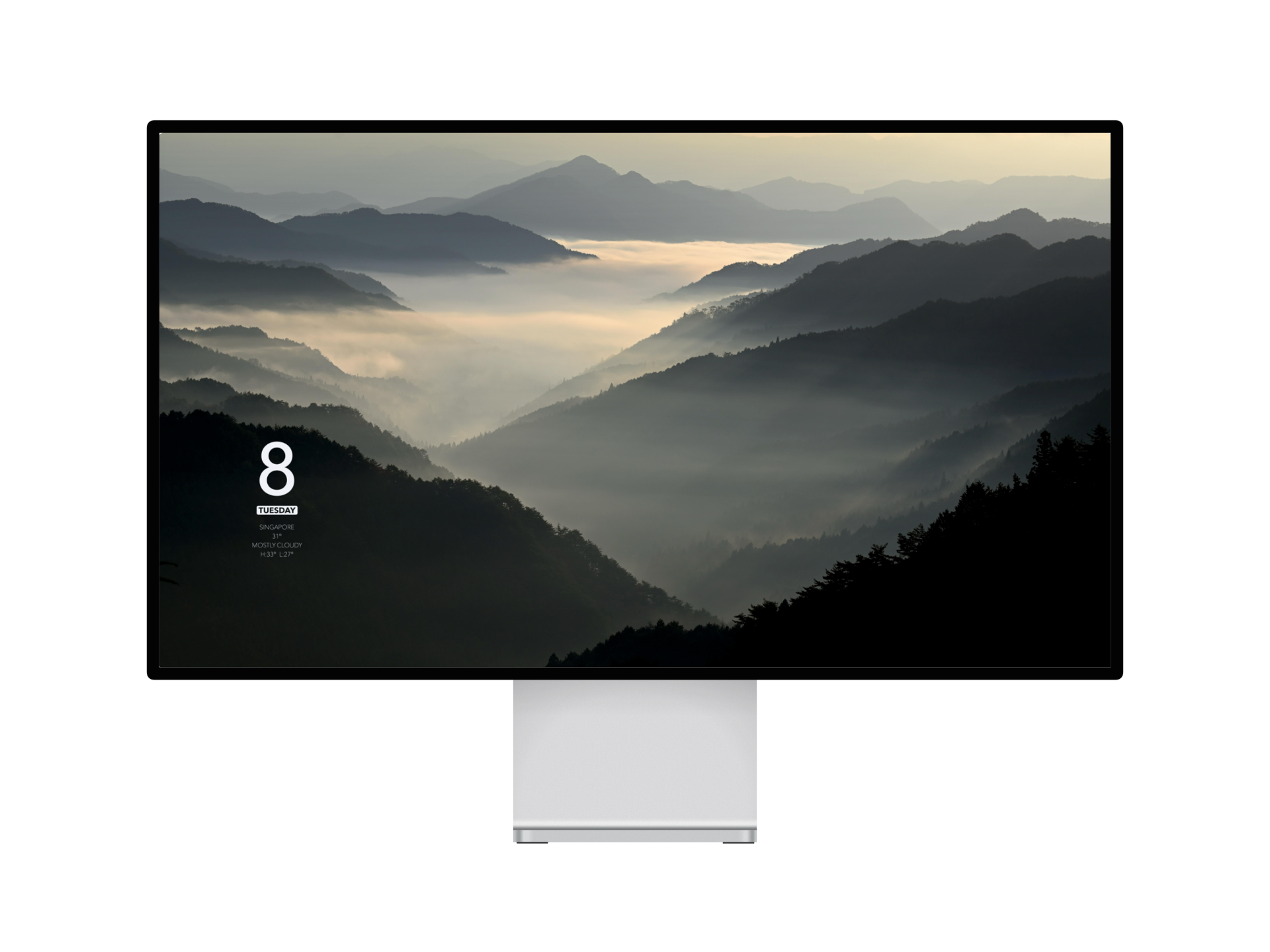 BackDrop date and weather information arranged on the left display